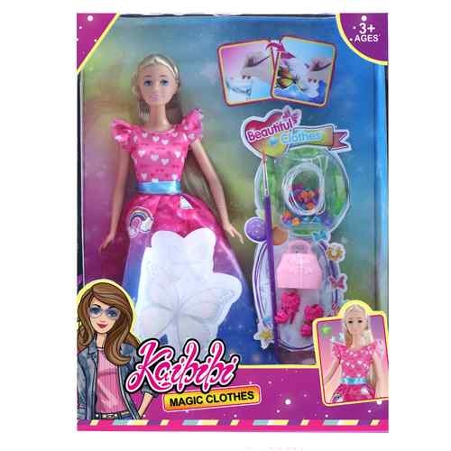 [JA2716] Muñeca con vestido mágico, se pìnta con agua, con accesorios, en caja