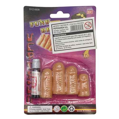 [JH1022] Dedos de goma x4 con sangre, en blister