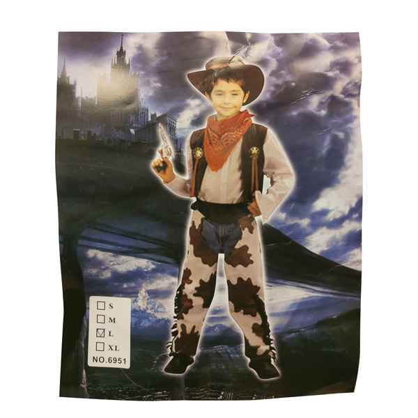 [JH1042] Disfraz cowboy, poliéster, 3 piezas en bolsa