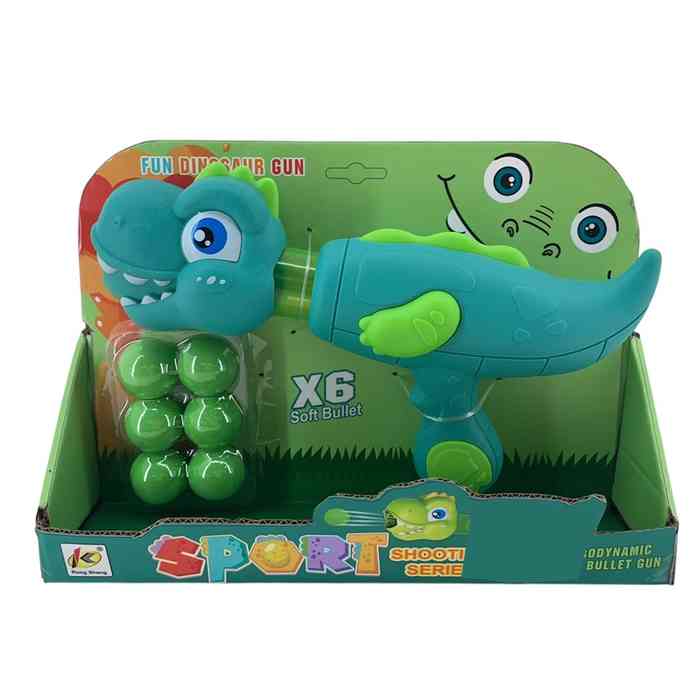 Pistola lanza pelotas, 6 pelotas soft, en caja