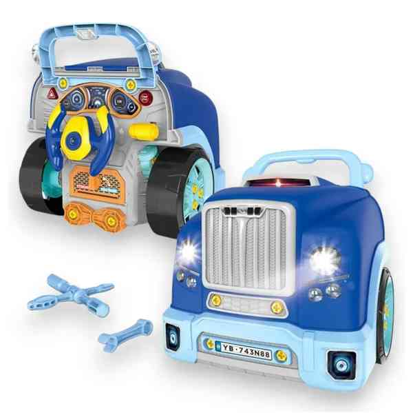 Motor con herramientas para desarmar, con volante, luz y sonido, 59 piezas