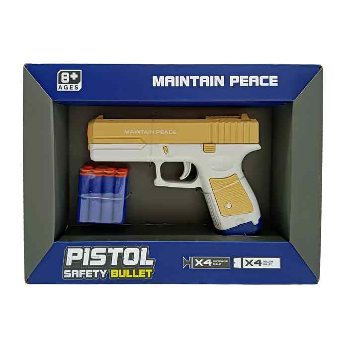 Pistola lanza dardos de goma EVA, en caja