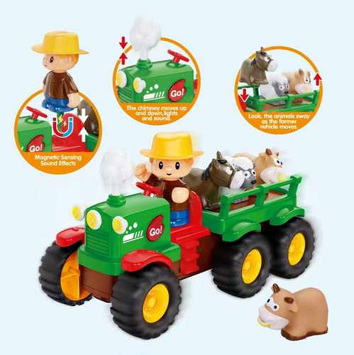 [JO5782] Tractor con zorra y animales, con sonido y movimiento, 3AA, en caja
