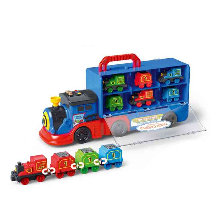 [JO5783] Tren de carga, con vagones pequeños, con luz y sonido, 2AAA, en valija