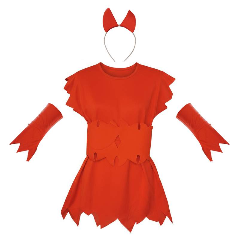[JU1604] Disfraz de diablita, vestido, faja y tiara, en bolsa
