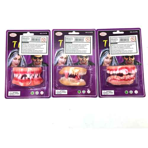 [JU4071] Dientes deformes con sangre x2, en blister