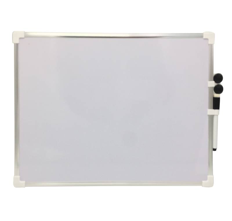 [JU5196] Pizarra blanca 40x30cm, marco de metal, doble faz, magnética y blanca, con marcador e imanes