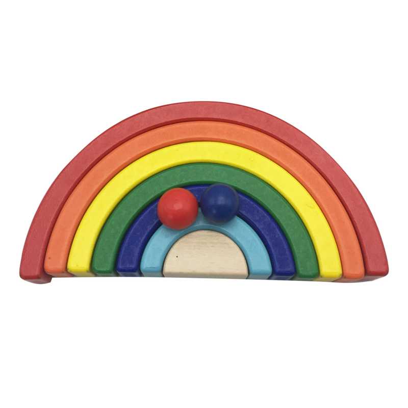 [JU5378] Encastre de madera, arco iris, juego de desarrollo psicomotriz, en caja