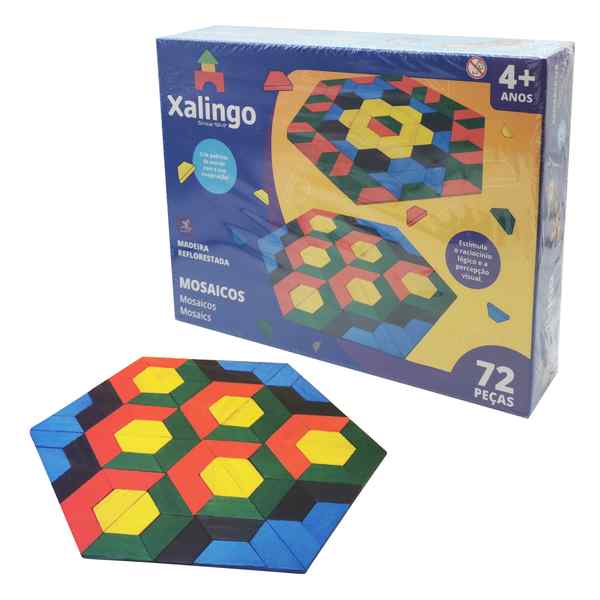 Bloques de madera, 72 piezas, mosaico, XALINGO, en caja