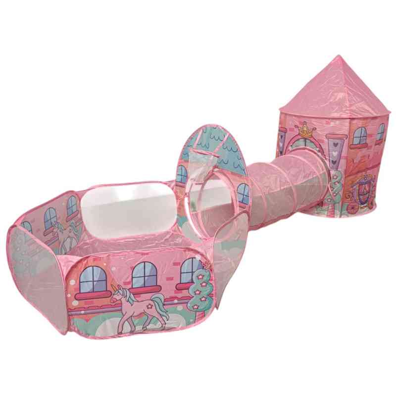 [JU5761RS] Casita carpa para niños ROSADO, con túnel y pelotero, en bolsa