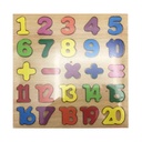Encastre de madera, letras-números