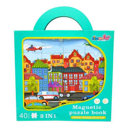 [JU6043] Puzzle magnético, 40 piezas, 2 puzzles de ciudad, en caja