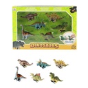 Dinosaurio de plástico, auto x6, en caja