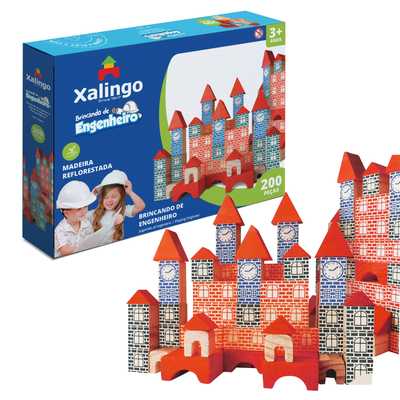 [JU6352] Bloques de madera, 200 piezas, XALINGO, en caja