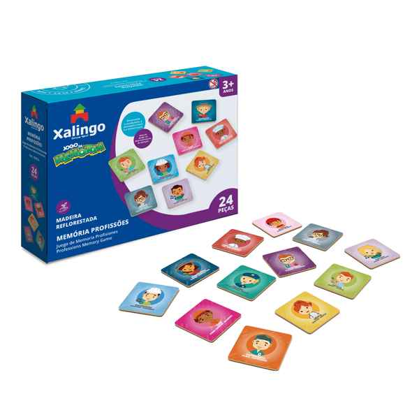 Juego de mesa, memoria, profesiones, 24 piezas de madera XALINGO, en caja