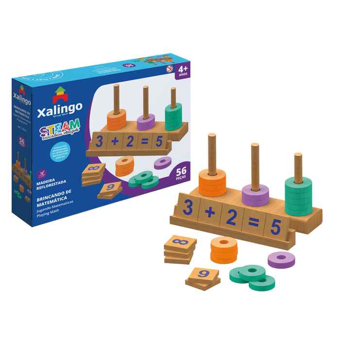 [JU6734] Encastre de madera, aprende matemáticas, 56 piezas, XALINGO, en caja