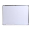 Pizarra blanca 70.5x50cm, marco de metal, con apoya borrador