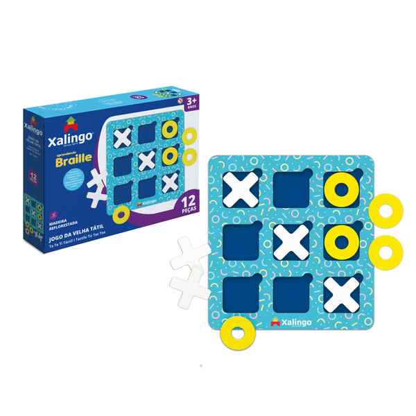 [JU6786] Juego de mesa, ta te ti, de madera, con sistema braile, XALINGO