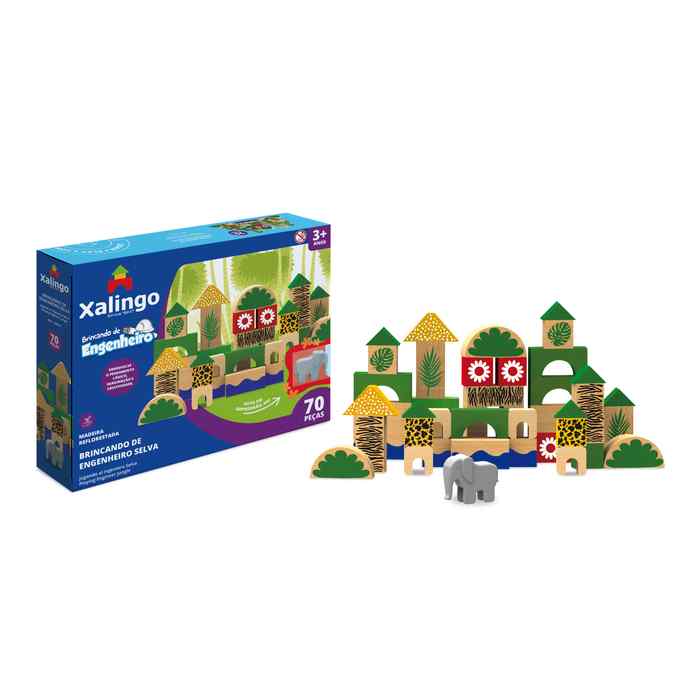 [JU6806] Bloques de madera, 70 piezas, selva, XALINGO en caja