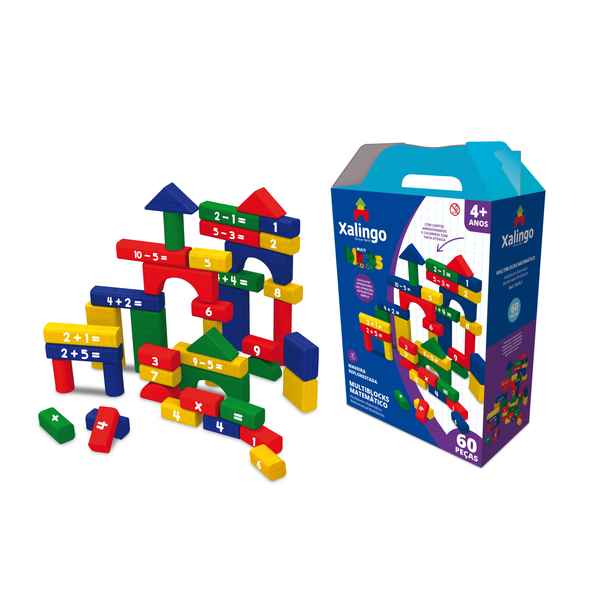 [JU6828] Bloques de madera, 60 piezas, aprende matemáticas, XALINGO en caja