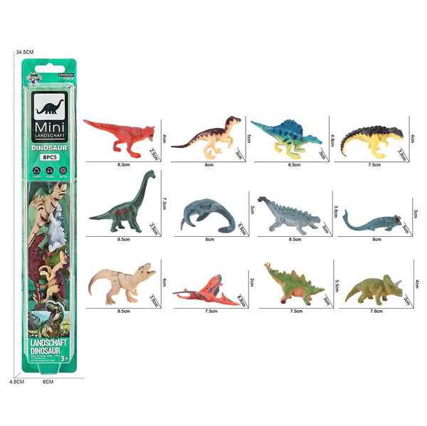 Dinosaurio de plástico, x8 en caja