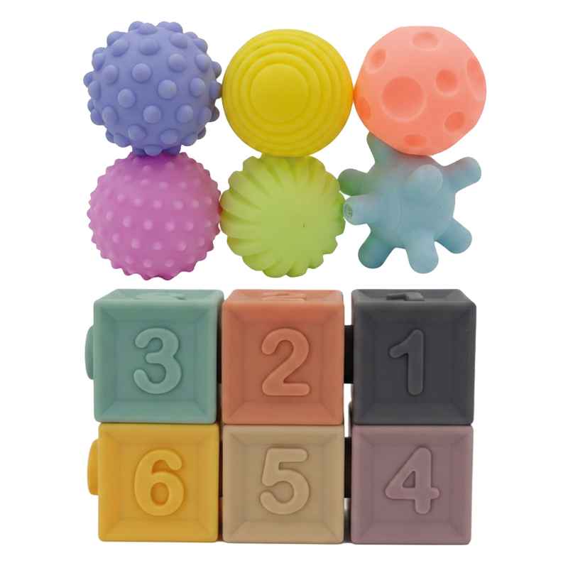 Pelota para masajes x6 con 6 cubos, en bolsa