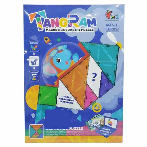 Juego de mesa, tangram, magnético, 16 piezas en caja