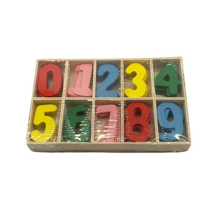 Números de madera 50 piezas, en caja