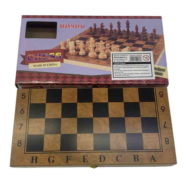 Juego de mesa, 3en1, ajedrez damas backgammon, tablero de madera en caja