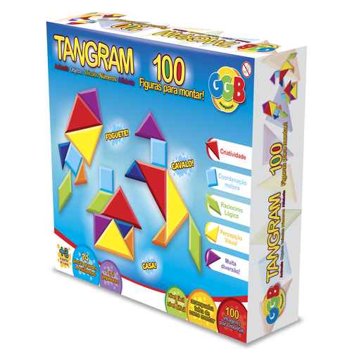 Juego de mesa, tangram, 14 piezas de cartón, en caja