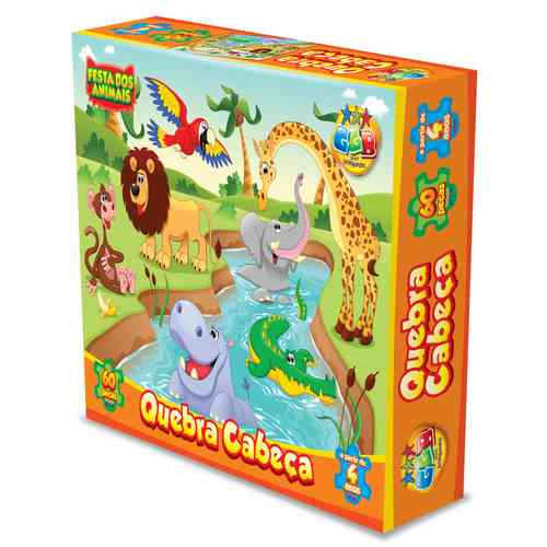 [JU7177] Puzzle de cartón, 60 piezas, animales, en caja