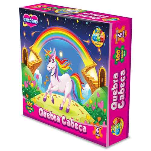 [JU7179] Puzzle de cartón, 100 piezas, unicornios, en caja