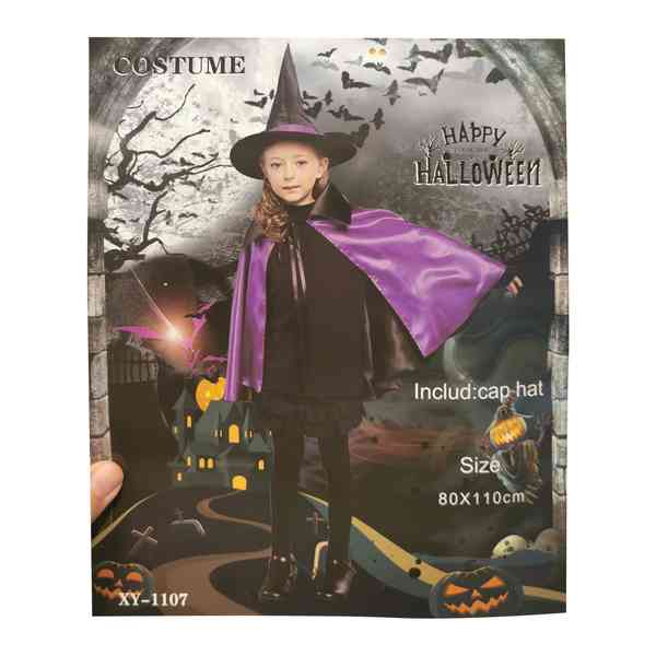 [JU7296] Disfraz de bruja, gorro y capa, en bolsa