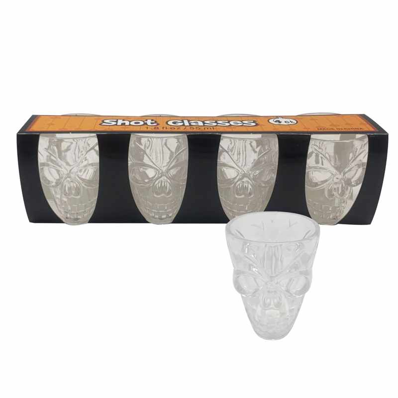 [JU7301] Vaso para shot x4 calaveras, en caja