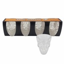Vaso para shot x4 calaveras, en caja