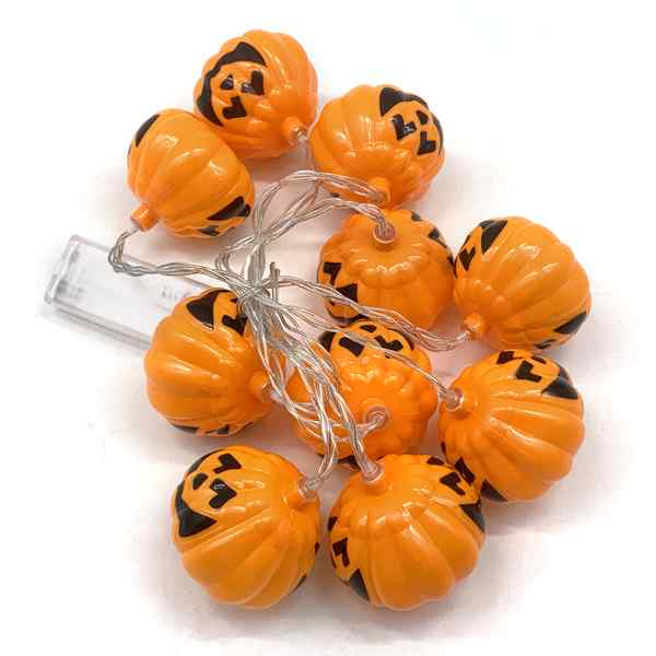 Guirnalda 10 luces LED calabazas, 2AA en bolsa
