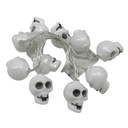 Guirnalda 10 luces LED calaveras 2AA, en bolsa