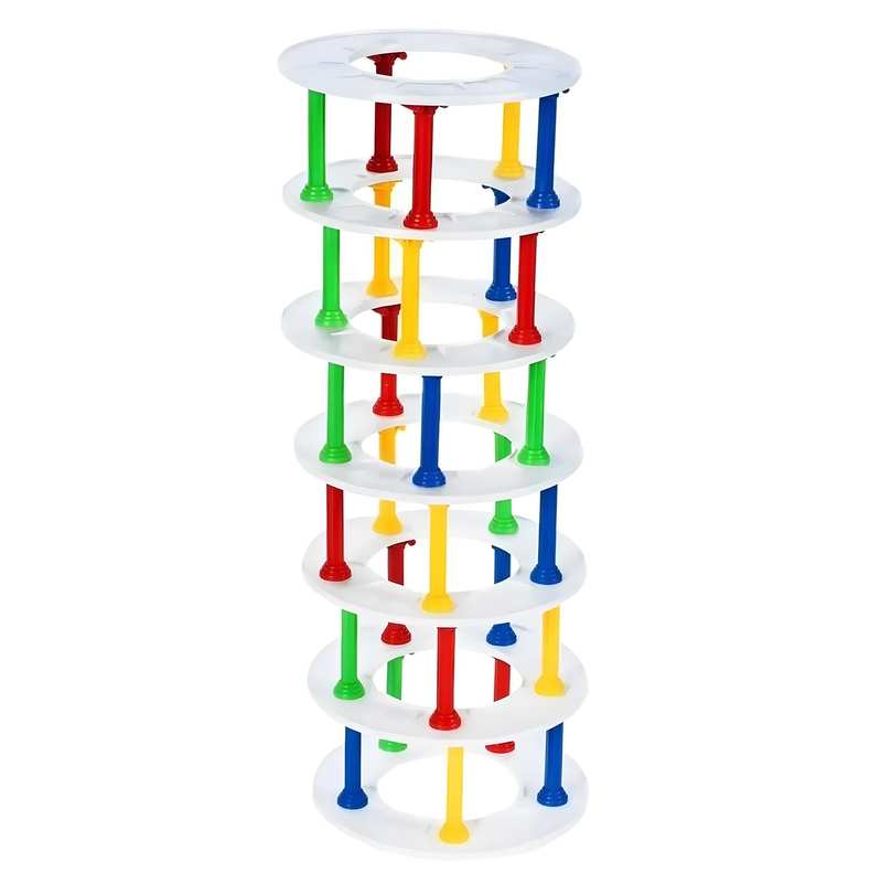 Juego de mesa, torre para armar, pilares, 38 piezas, en caja