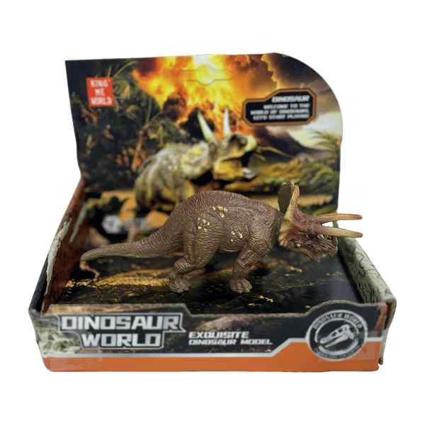 Dinosaurio de goma, triceraptops, en caja