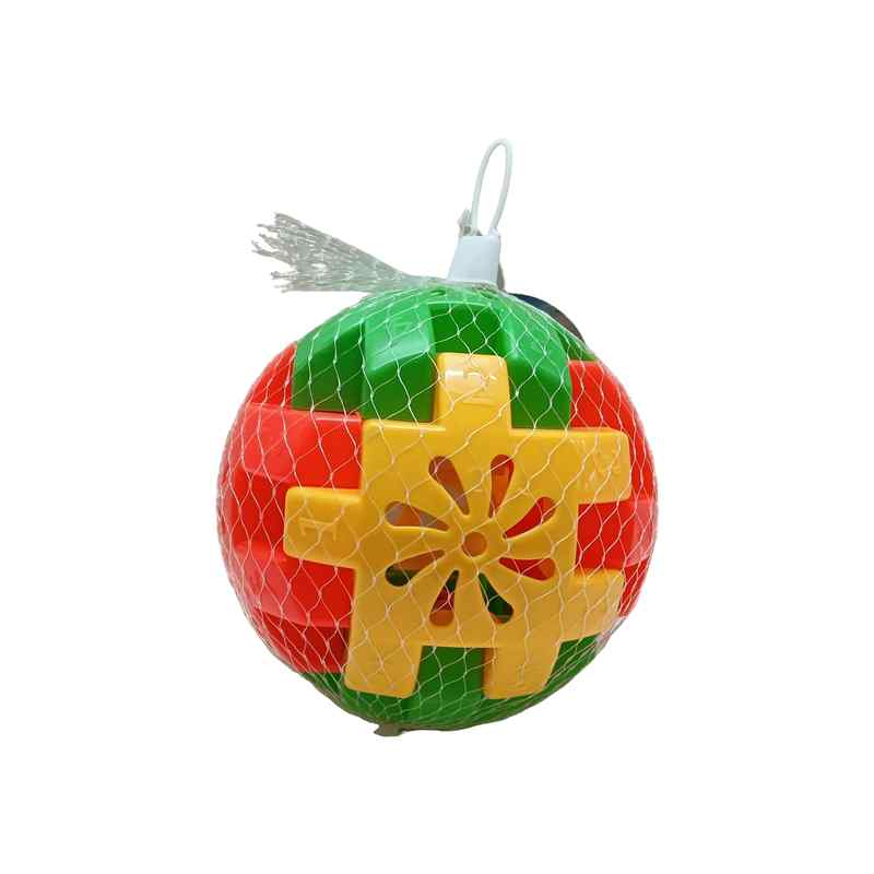 Encastre de plástico, puzzle pelota para armar con cascabel, en red