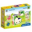 Puzzle magnético, 4 piezas, cubos frutas, en caja