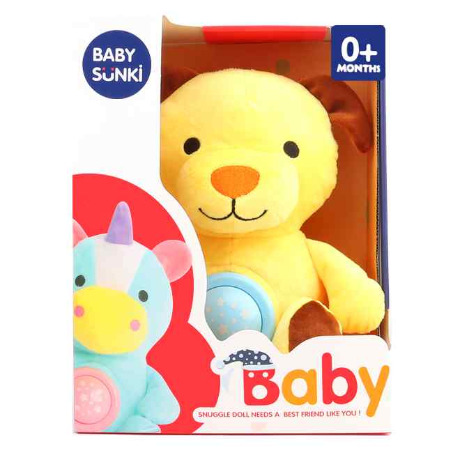 Dormidera peluche perro, con proyector de luz y música, 3AA en caja