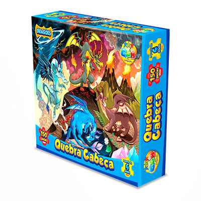 Puzzle de cartón, 150 piezas, dragones en caja