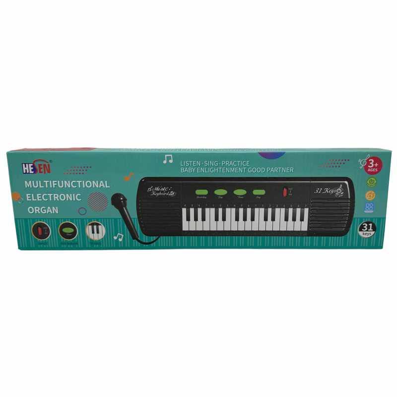 [JU7884] Órgano con micrófono, recarga USB 3AA, en caja