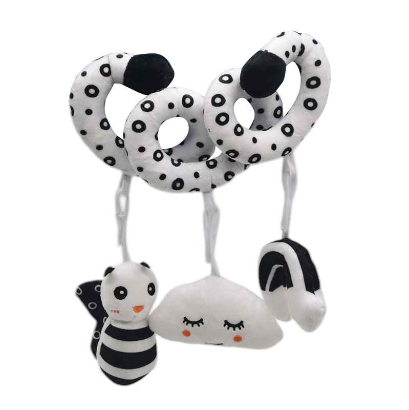 [JU7910] Sonajero peluche tirabuzón, espiral de cuna o cochecito, en cartón