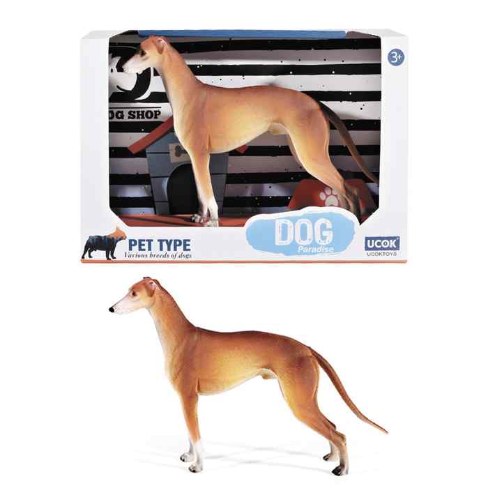 [JU7919] Animales de goma perro galgo, en caja