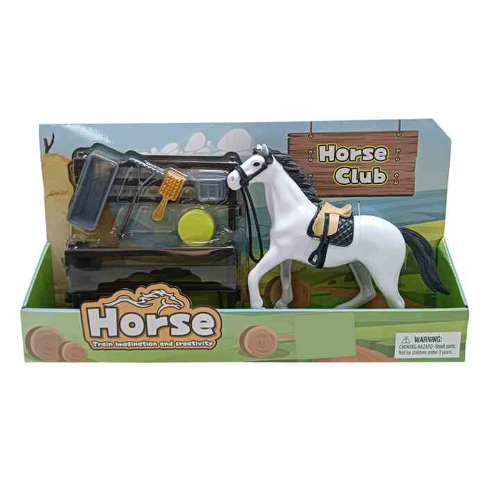 [JU8046] Animales de granja, caballo con accesorios, en caja