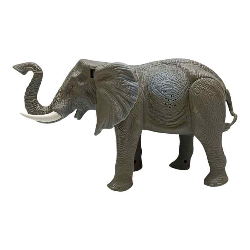 [JU8051] Animal de plástico, elefante con luz, sonido y movimiento, 2AA, en caja