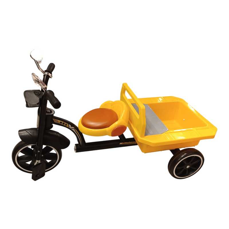 [JU8062] Triciclo de metal con zorra y pala, con sonido, 2AA, en caja