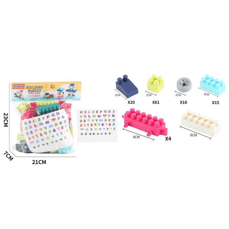 [JU8074] Bloques de plástico, 120 piezas, chicas, en bolsa